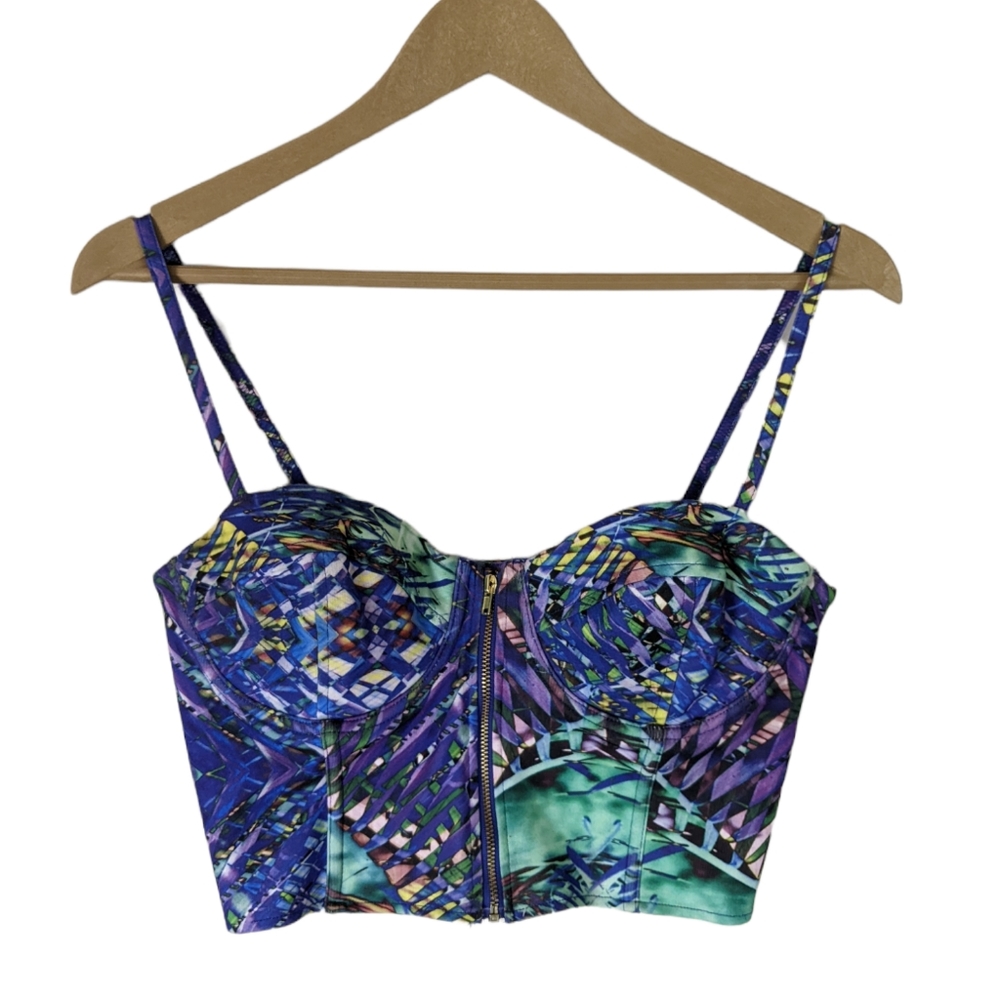 Corset Bustier, M, crop bra bright vacation bold tropical straps summer H&M